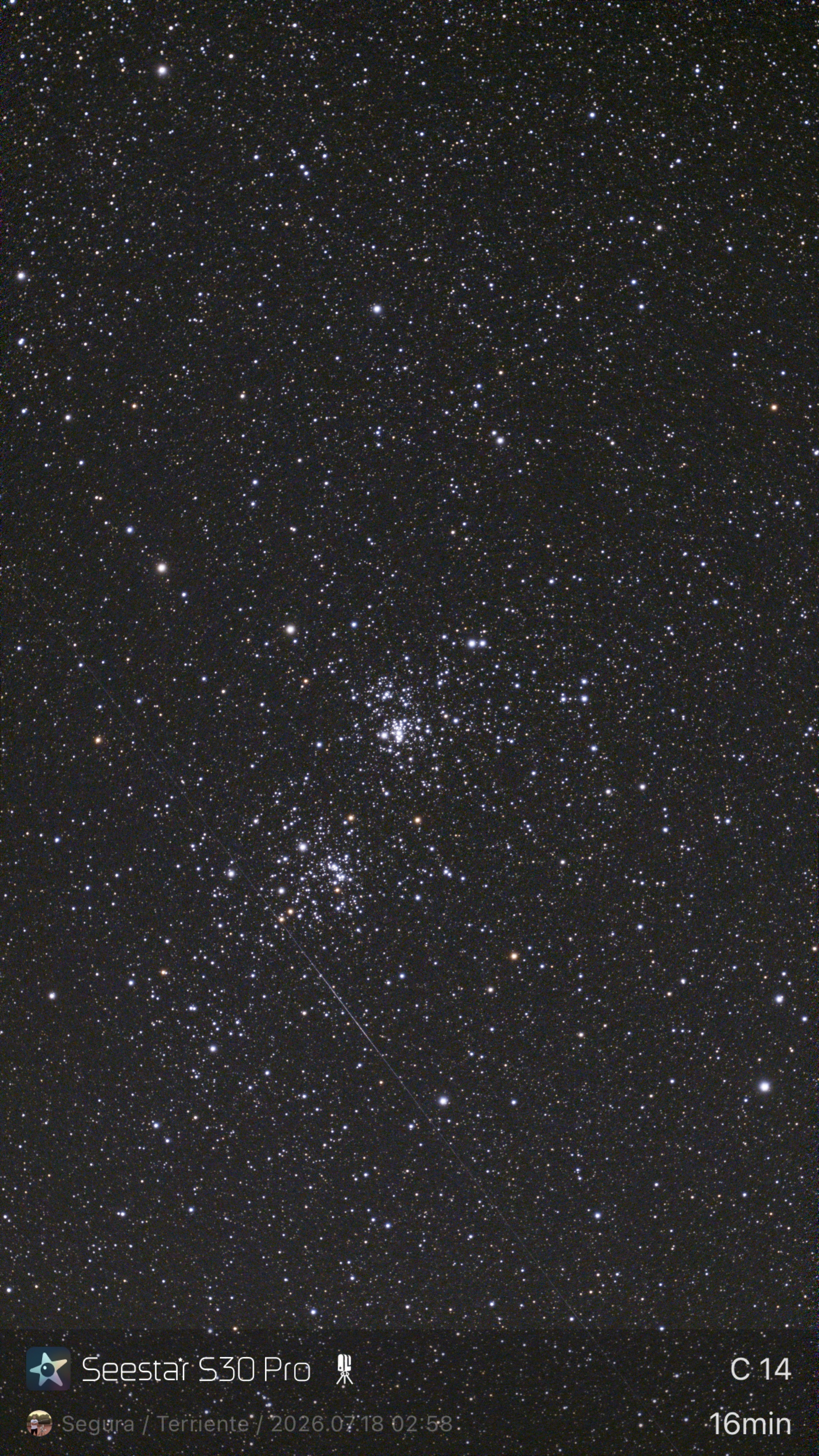 Cúmulo Doble de Perseo (C14) capturado con el Seestar S30 Pro