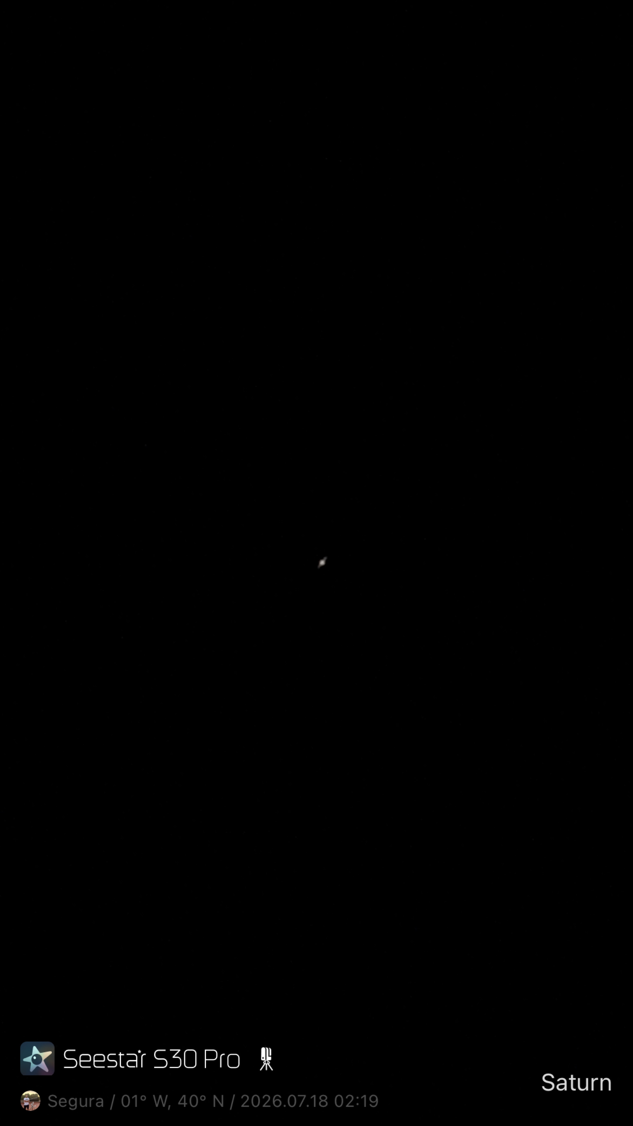 Saturno capturado con el Seestar S30 Pro